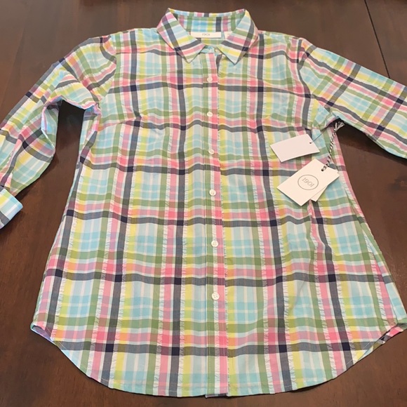 1901 White Multi-Color Check Button Down - Picture 3 of 8